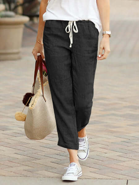 Women's Casual Elastic Waist Ankle Pants