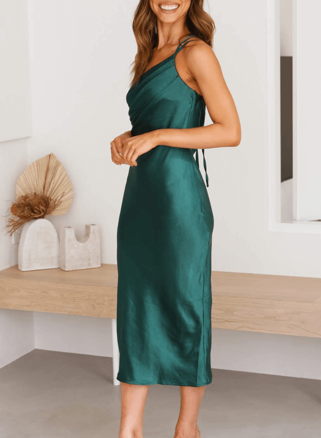 Satin Midi Slip Dress
