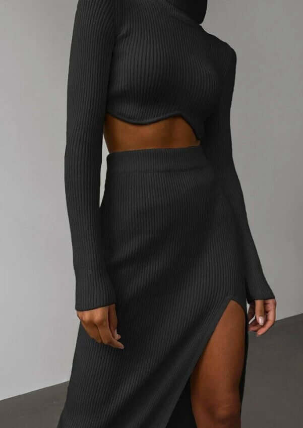 Women's Asymmetrical High-Neck Sweater Set