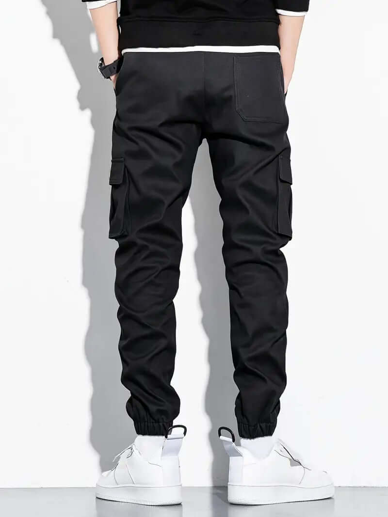 Men's Elastic Waist Cargo Pants with Multiple Pockets