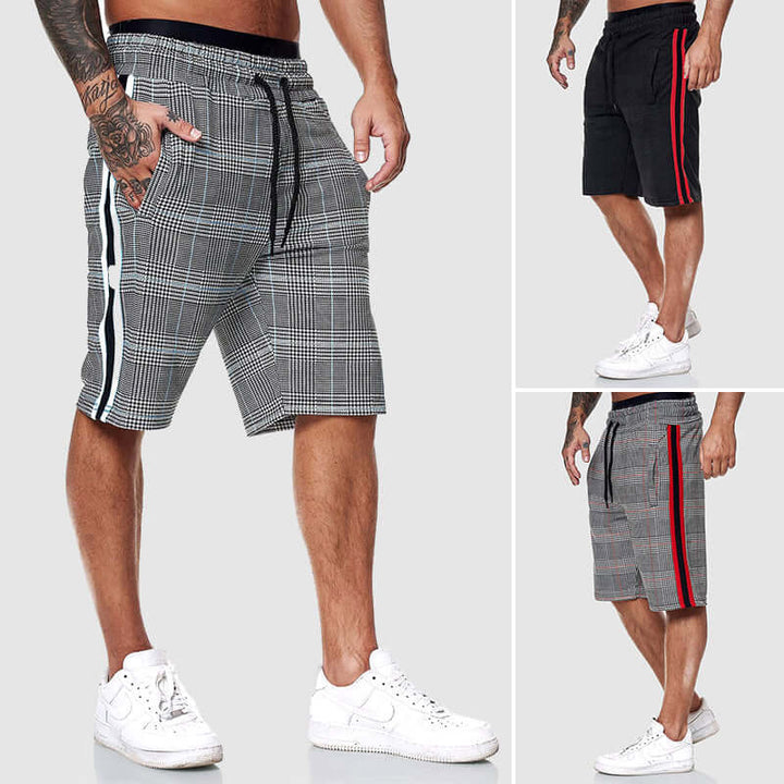 Men's Checked Drawstring Shorts with Elasticated Waist