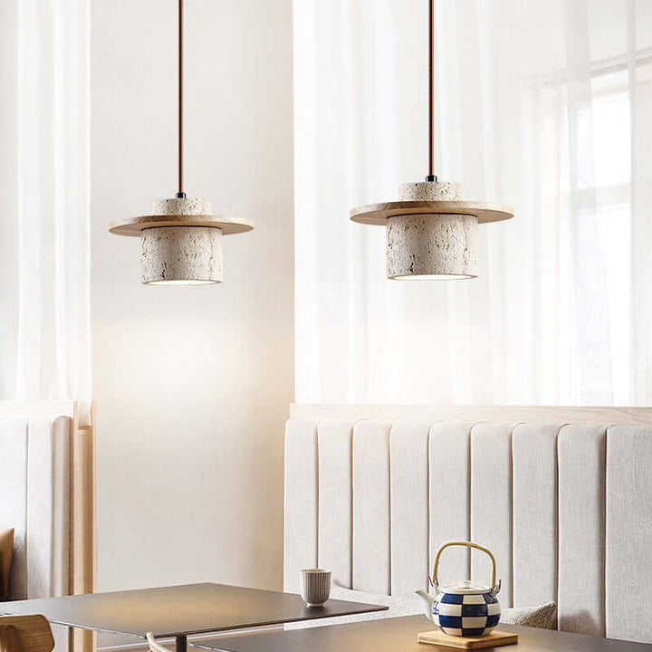 Travertine Stone Pendant Light - Natural Cave Stone