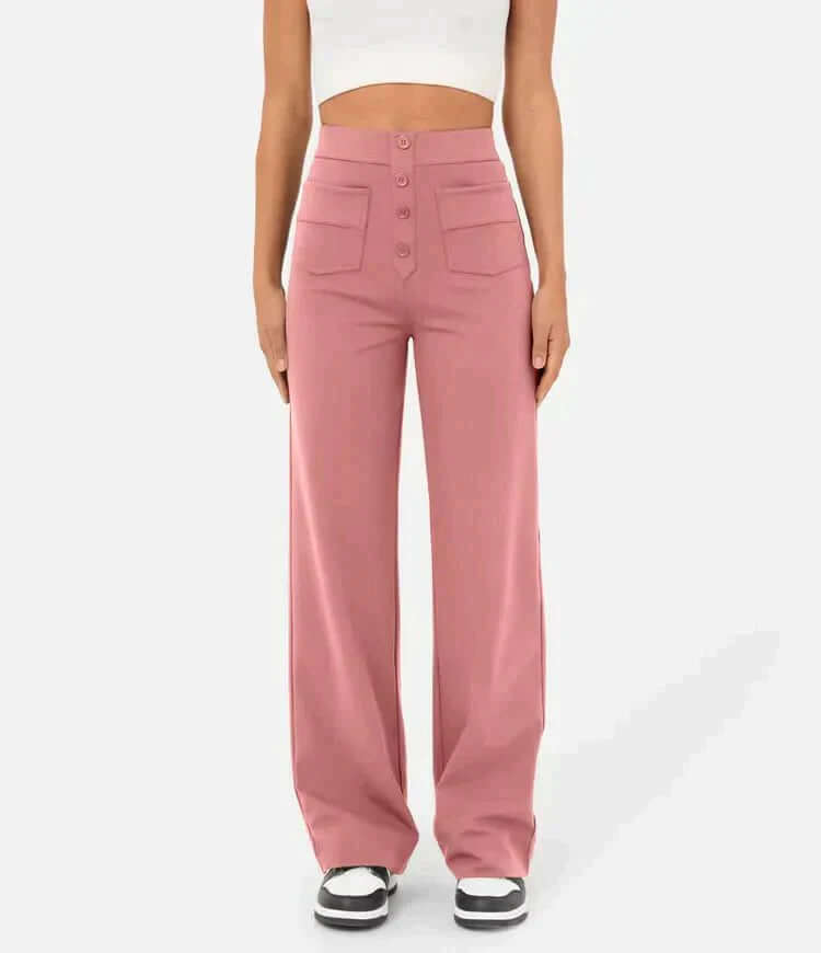 High-Waisted Straight Leg Trousers