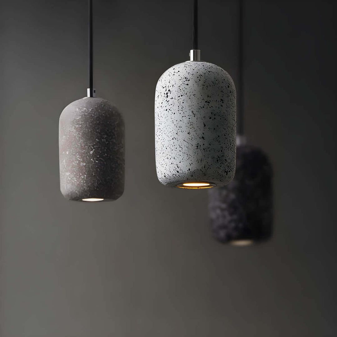 Modern Industrial Pendant Light Fixture, Cement, Glass, Dia 16cm