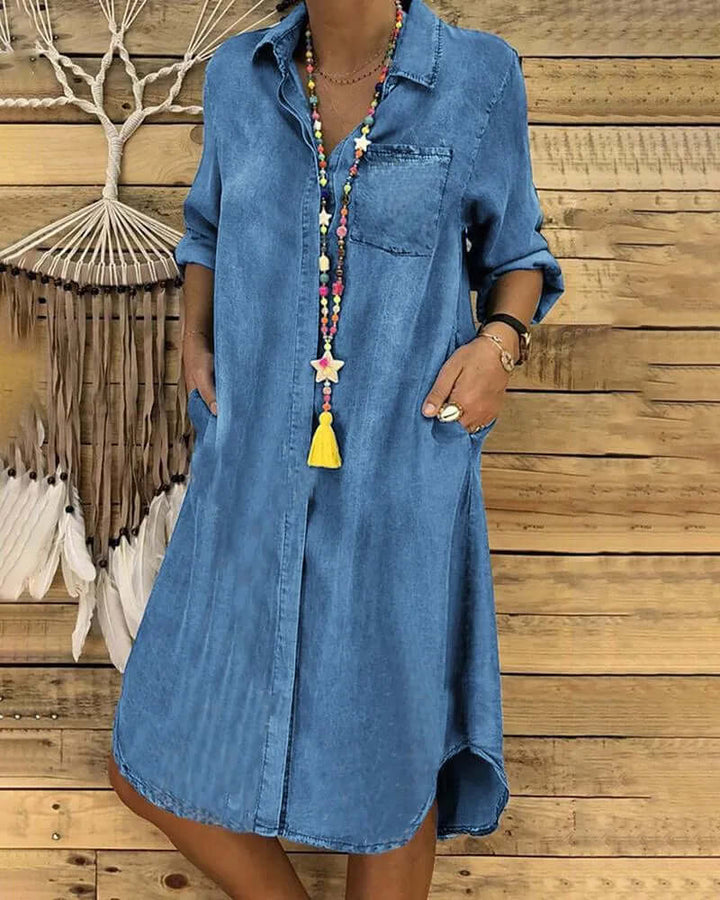 Flowy Summer Dress - Women's Casual Round Neck Dress