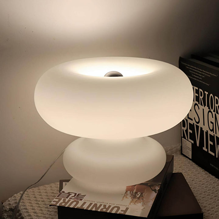 Modern Round Table Lamp with Metal Accent
