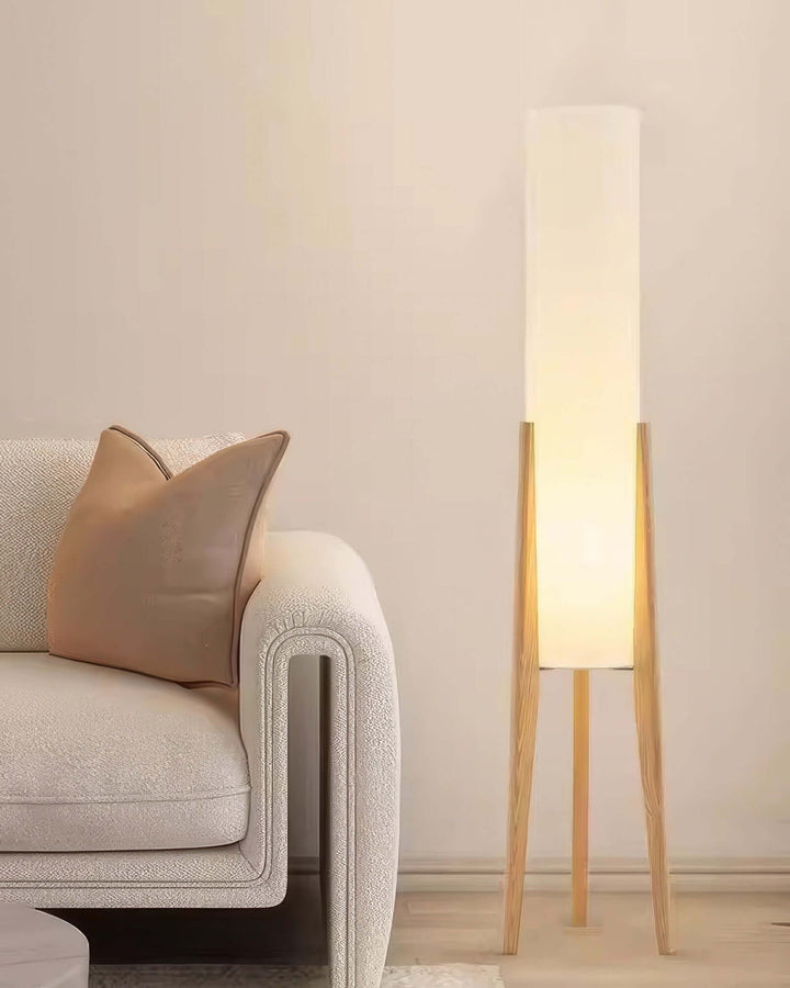 Solid Wood Floor Lamp with Fabric Shade