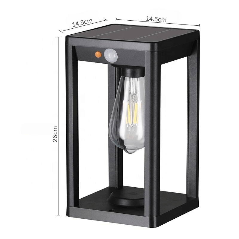 Solar Pillar Lamp with Motion Sensor - Outdoor LED Garden Light