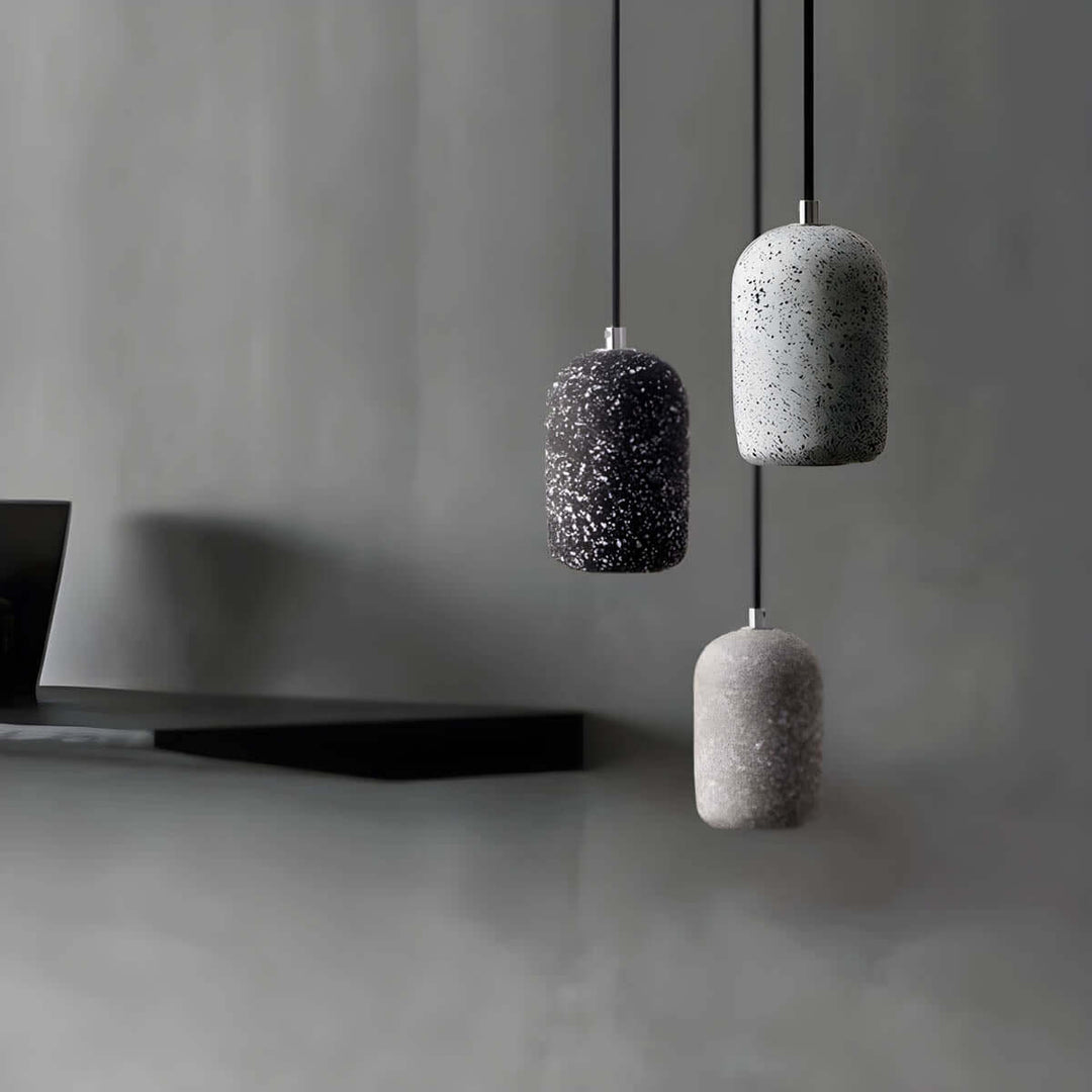Modern Industrial Pendant Light Fixture, Cement, Glass, Dia 16cm