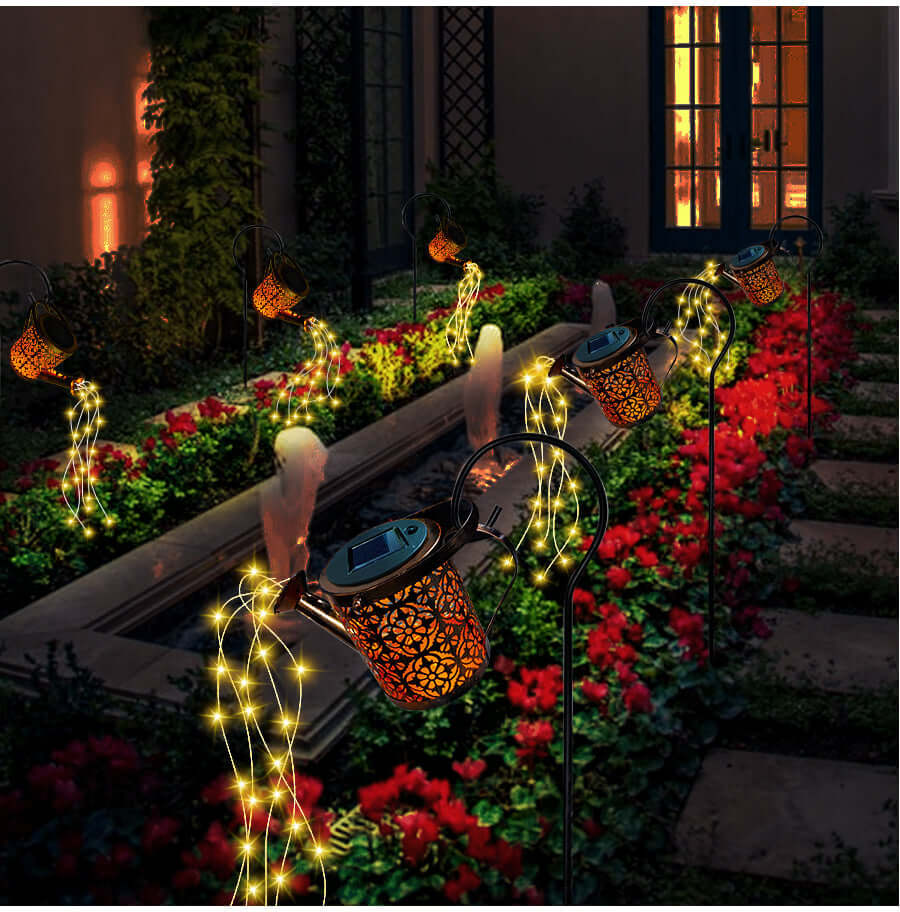 80cm Solar Garden Light Outdoor LED Waterfall Decor