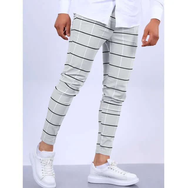 Men's Casual Checkered Ankle-Length Pants