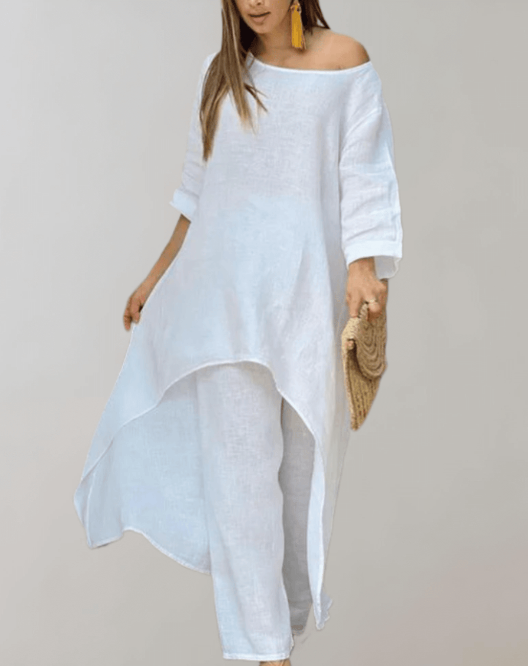 Women's 2-Piece Asymmetric Tunic Dress and Pants Set