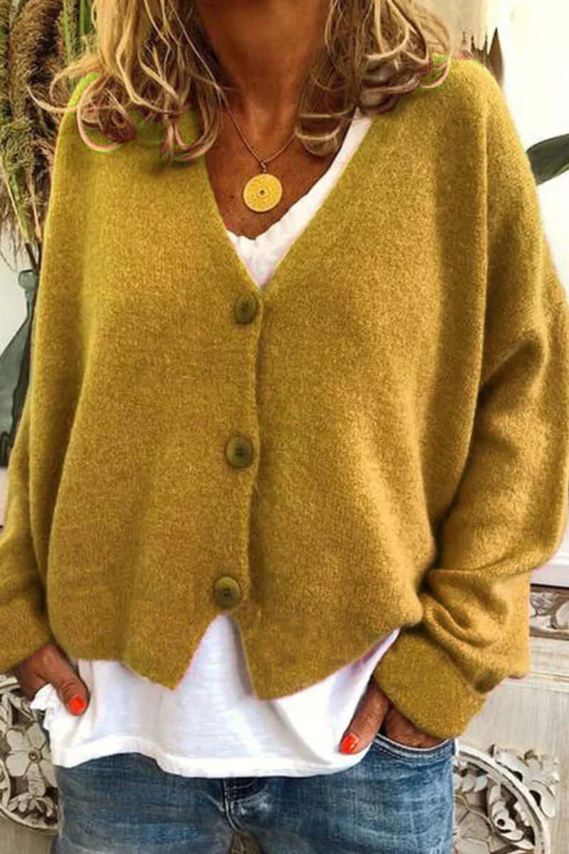 Knitted Patchwork V-Neck Women's Cardigan