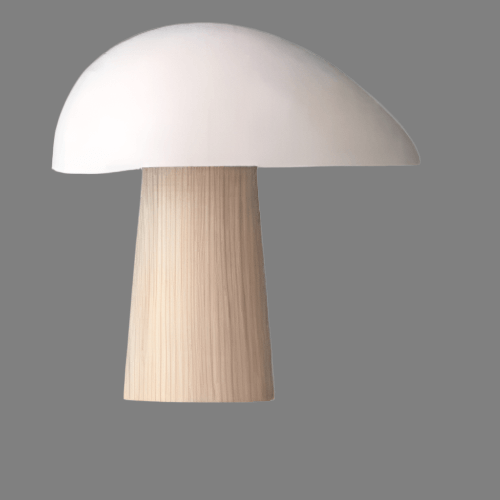 Modern Wood Table Lamp with Mushroom Design