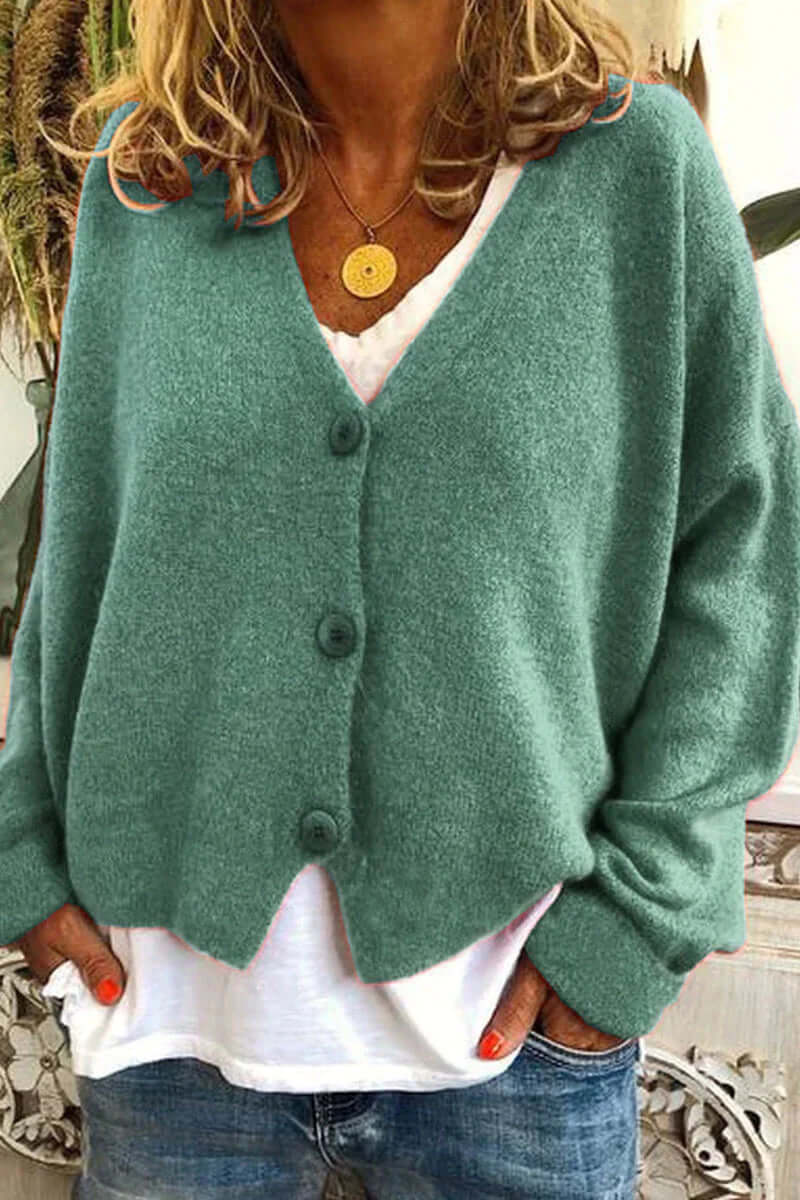 Knitted Patchwork V-Neck Women's Cardigan