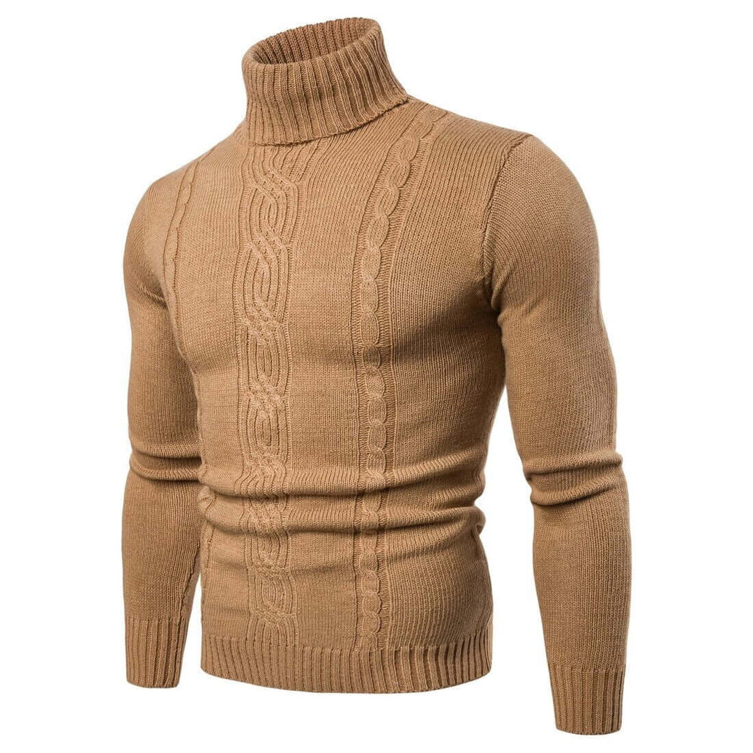 Men's Textured Cable Knit Turtleneck Sweater