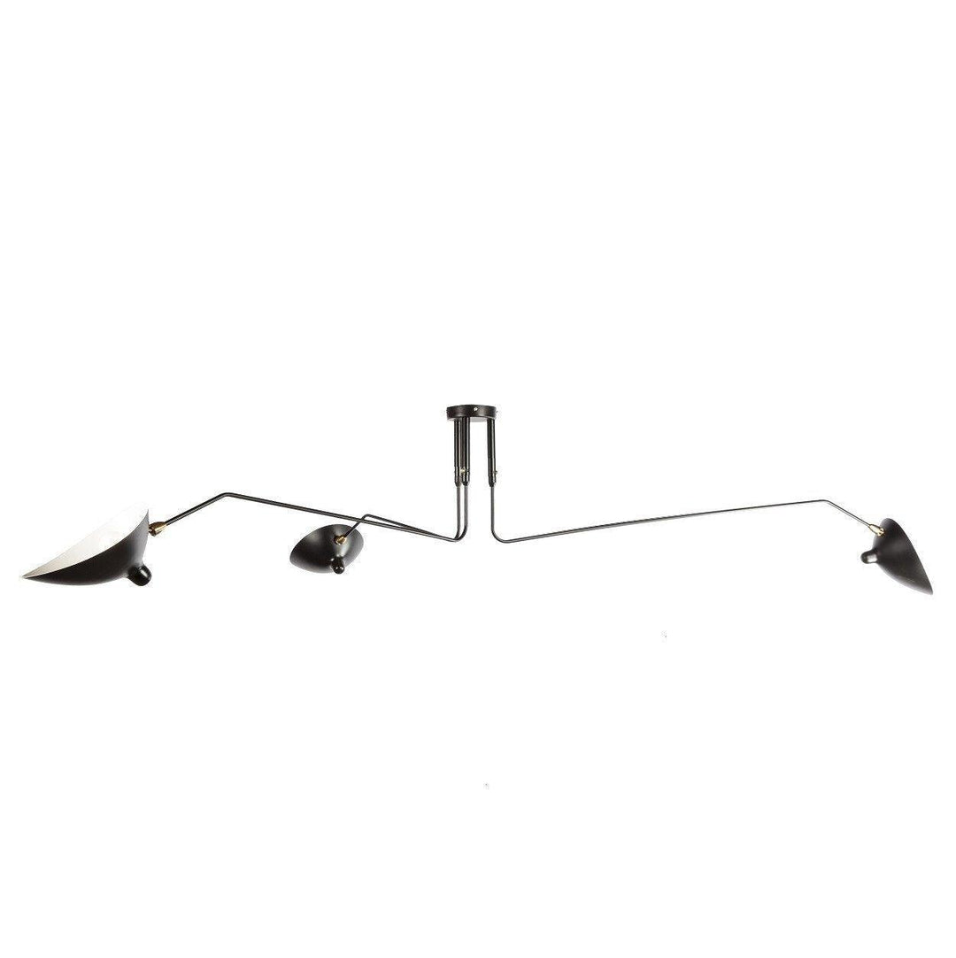 "Adjustable ceiling light with multiple arms, minimalist design, ideal for modern interiors, made of steel and aluminium."