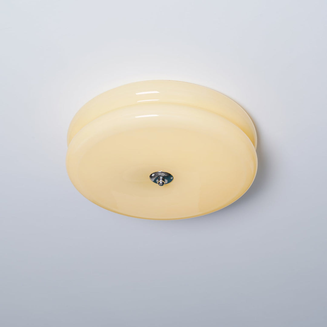 "Art Deco ceiling light with integrated LED, featuring geometric design in iron, metal, and glass for vintage elegance."