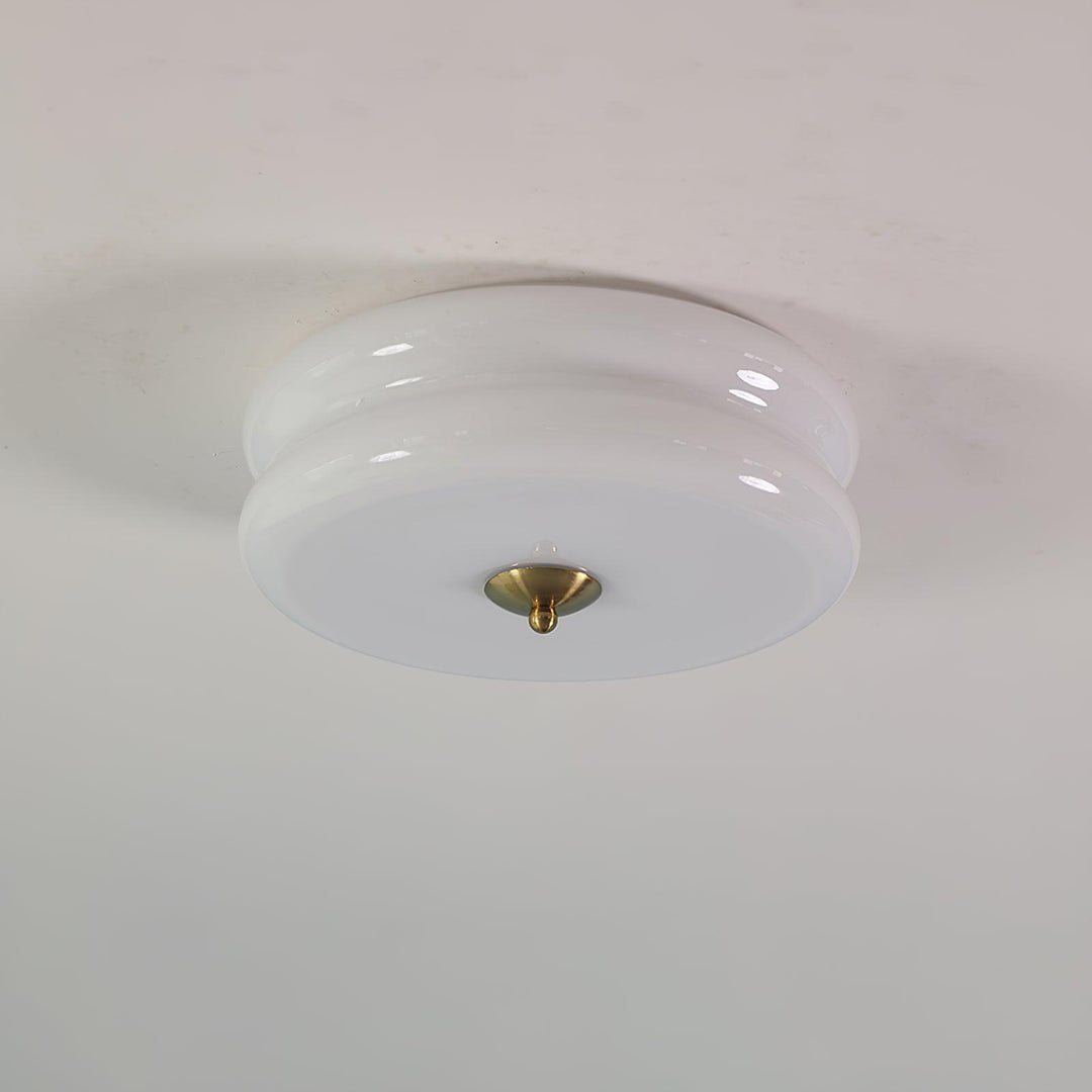 "Art Deco ceiling light with integrated LED, featuring geometric design in iron, metal, and glass for vintage elegance."