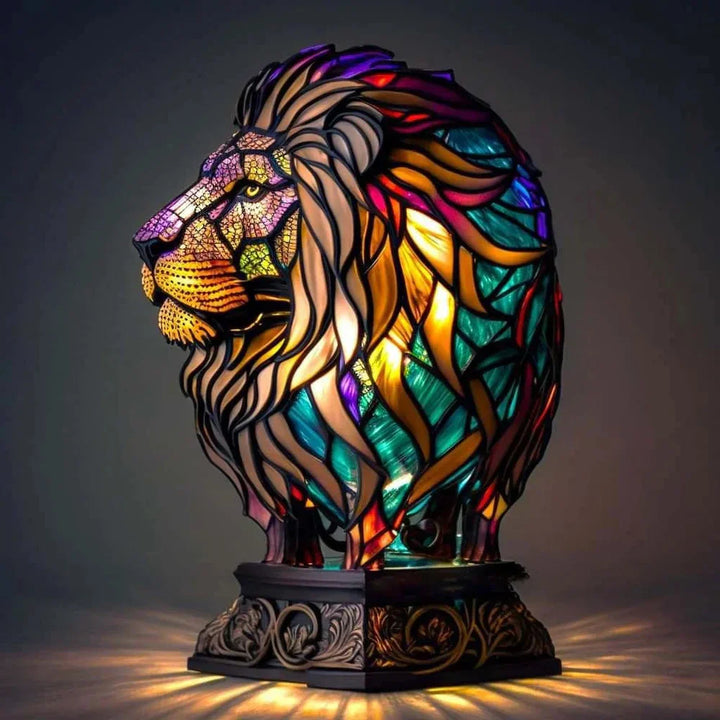 VitraFauna artistic animal stained glass lamp, vibrant desk and table decor, a true art piece.