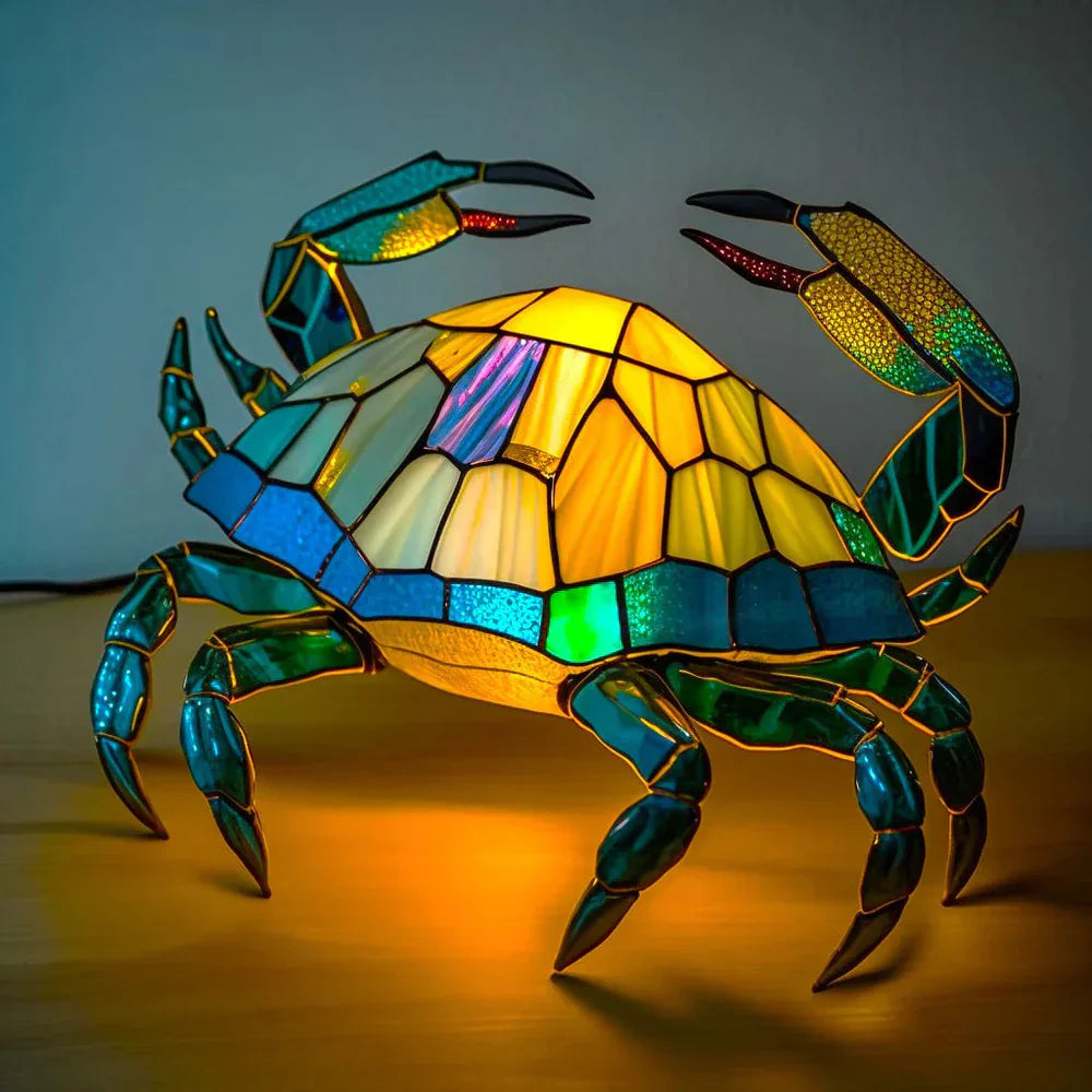 Unique animal home decor lamp for ambient lighting, stained glass art piece for collectors.