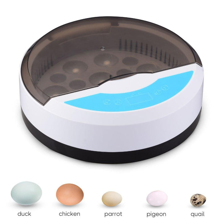 "Automatic LED egg incubator with temperature control, featuring digital display and eco-friendly ABS materials."