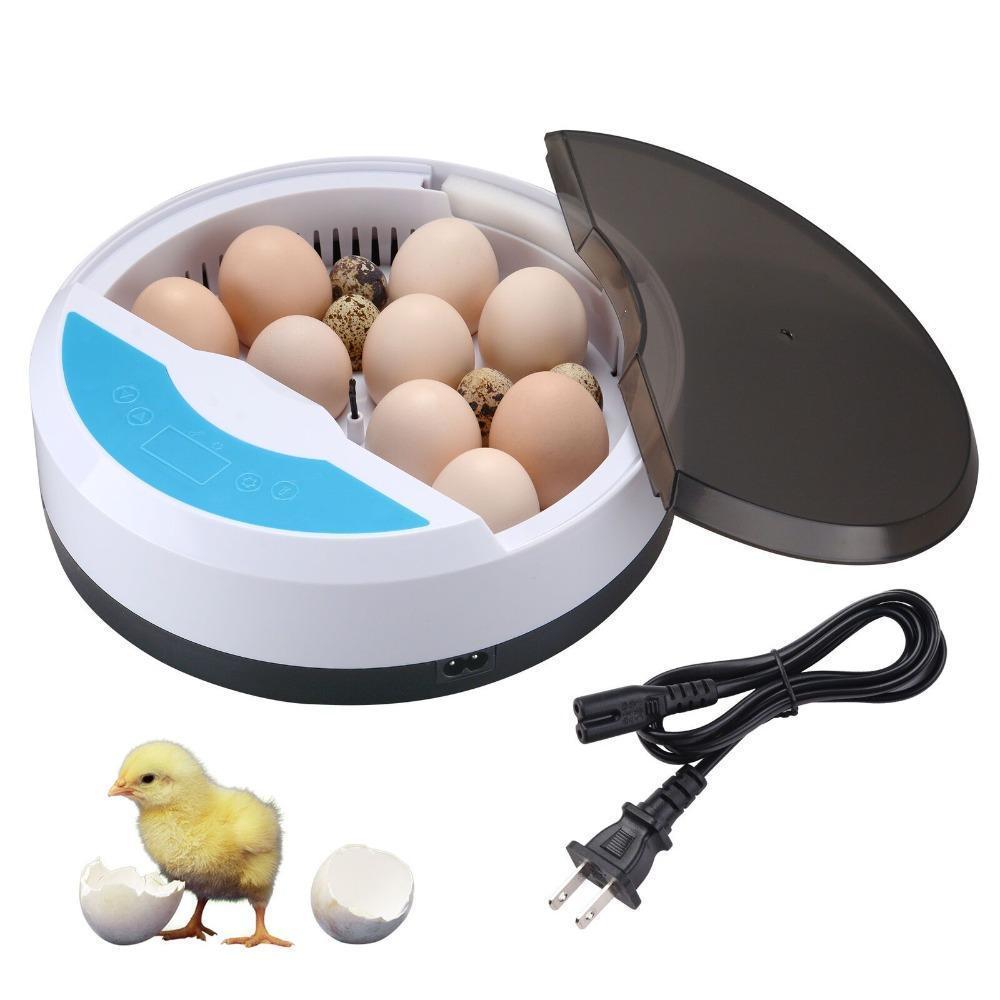 "Automatic LED egg incubator with temperature control, featuring digital display and eco-friendly ABS materials."