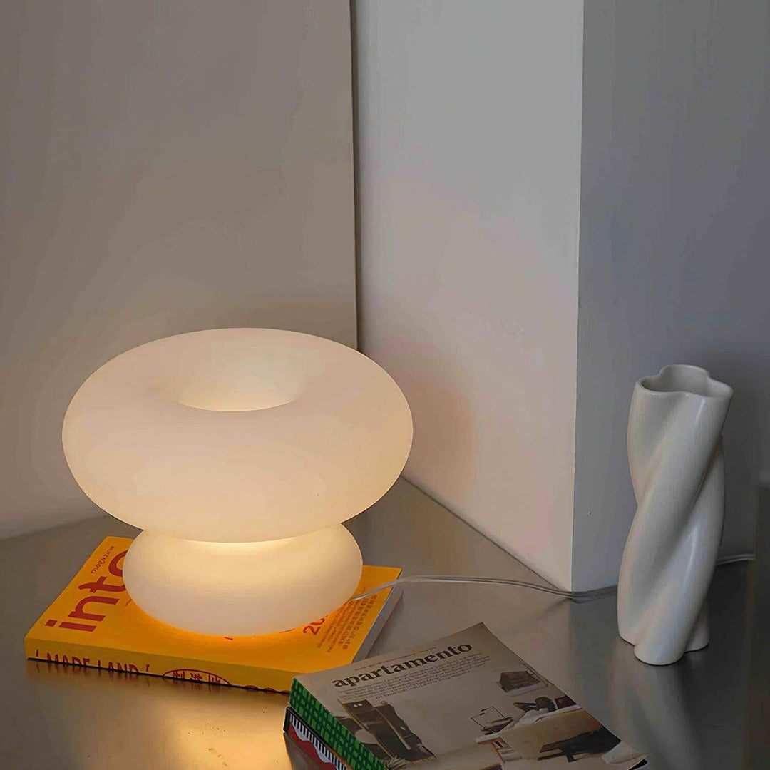 Modern Round Table Lamp with Metal Accent