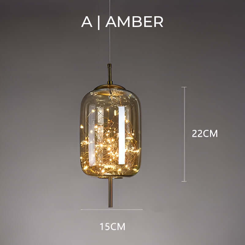Brown Glass Pendant Light with Multiple Lights