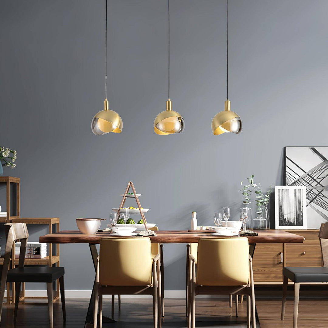 Adjustable Metal Pendant Light with Glass Shade