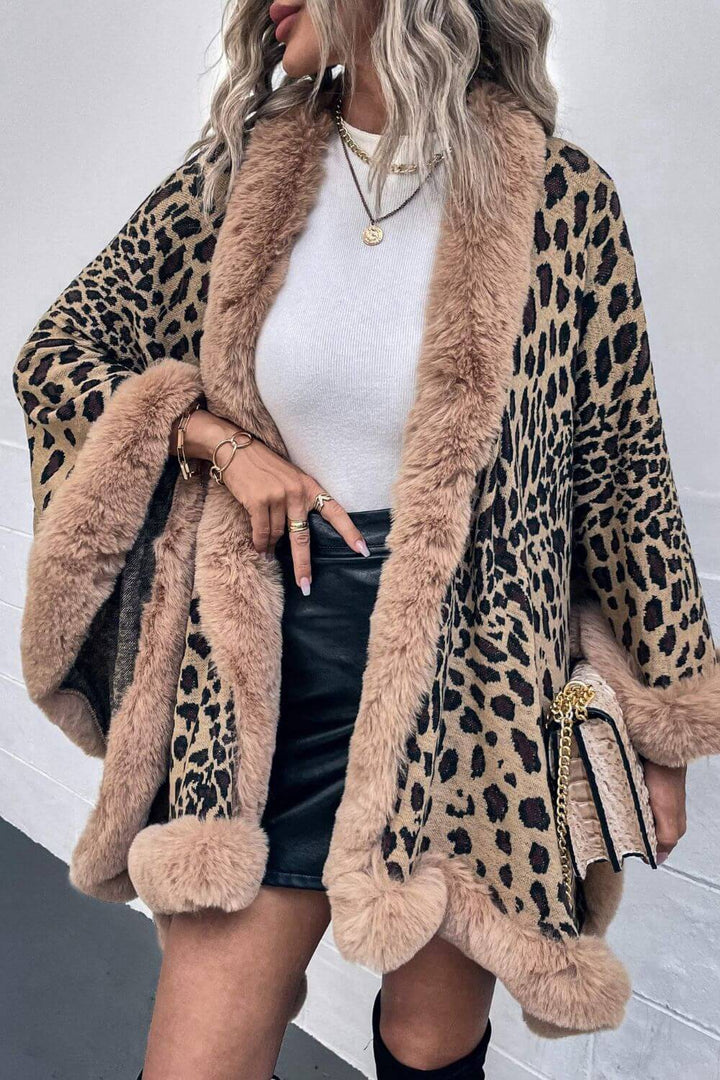 Leopard Print Open Poncho
