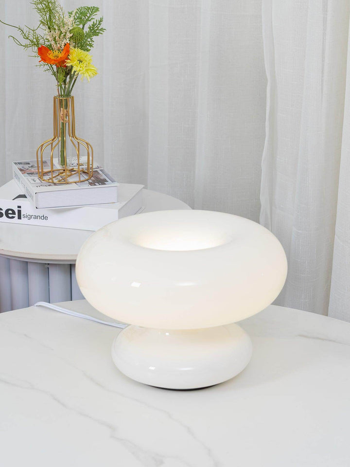 Modern Round Table Lamp with Metal Accent