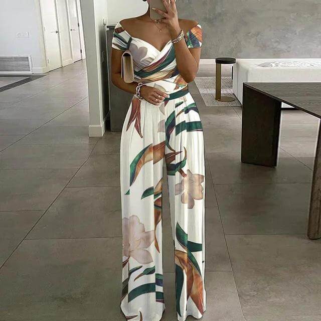 Floral Off-Shoulder Wide-Leg Jumpsuit