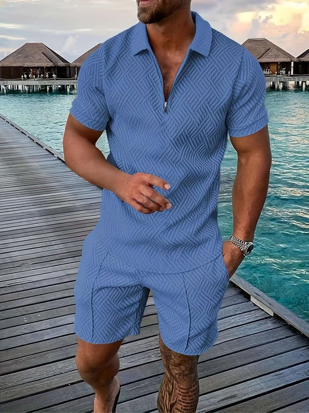 Men's Geometric Print Summer Set