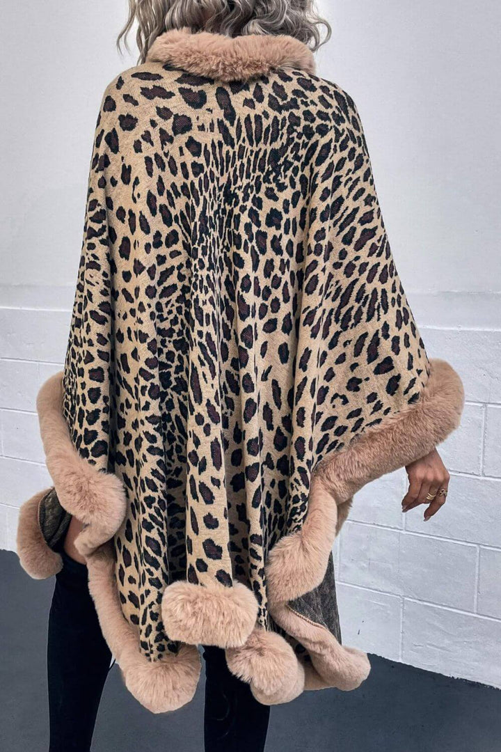 Leopard Print Open Poncho