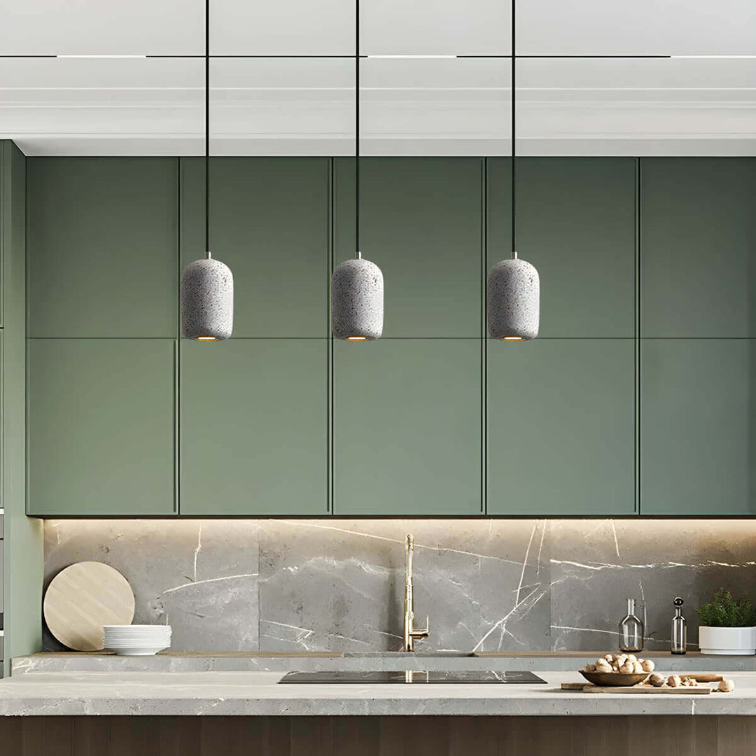 Modern Industrial Pendant Light Fixture, Cement, Glass, Dia 16cm