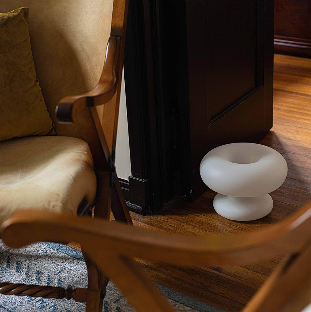 Modern Round Table Lamp with Metal Accent