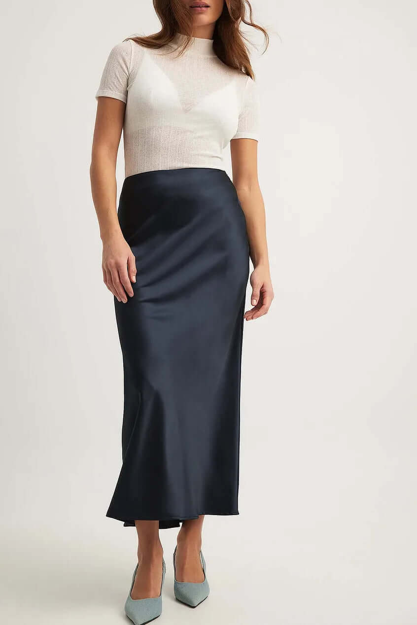 Satin Maxi Skirt - Flowing A-Line
