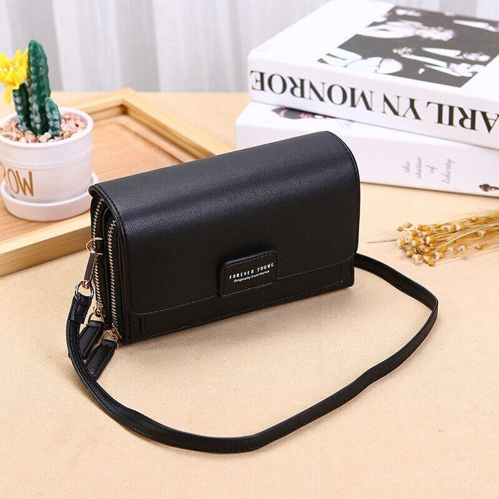 High-quality tan leather women's crossbody wallet, durable & multi-functional organizer.