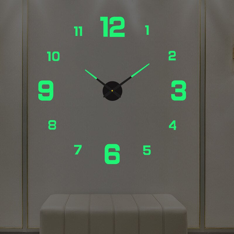 "Black Quartz Wall Clock with sleek design; enhances home decor; modern artistic style; perfect for living room or office."