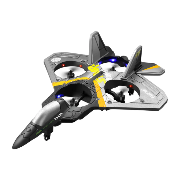 Blue remote control drone for kids with gravity-sensor; sleek design for easy control, ideal for beginners and stunt performa