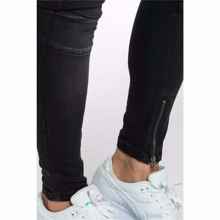 Men's Skinny Biker Jeans with Zippers