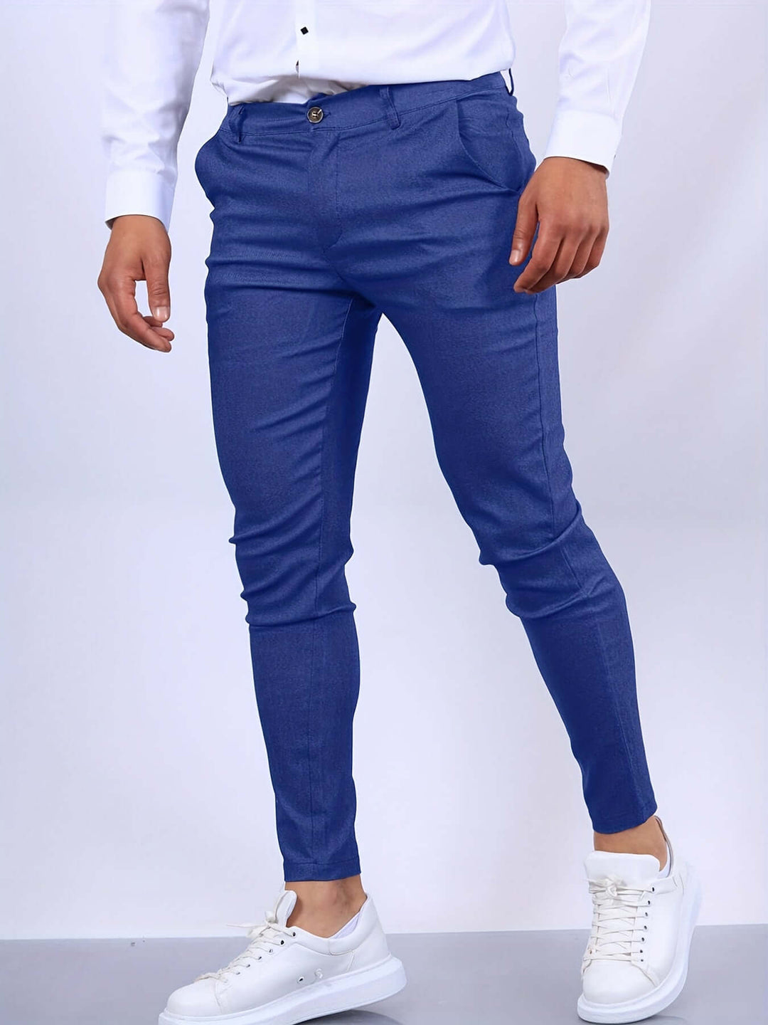 Men's Slim Fit Tailored Trousers with Pockets