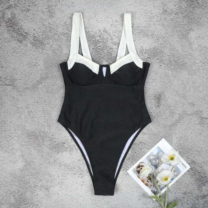 Monochrome One-Piece Swimsuit