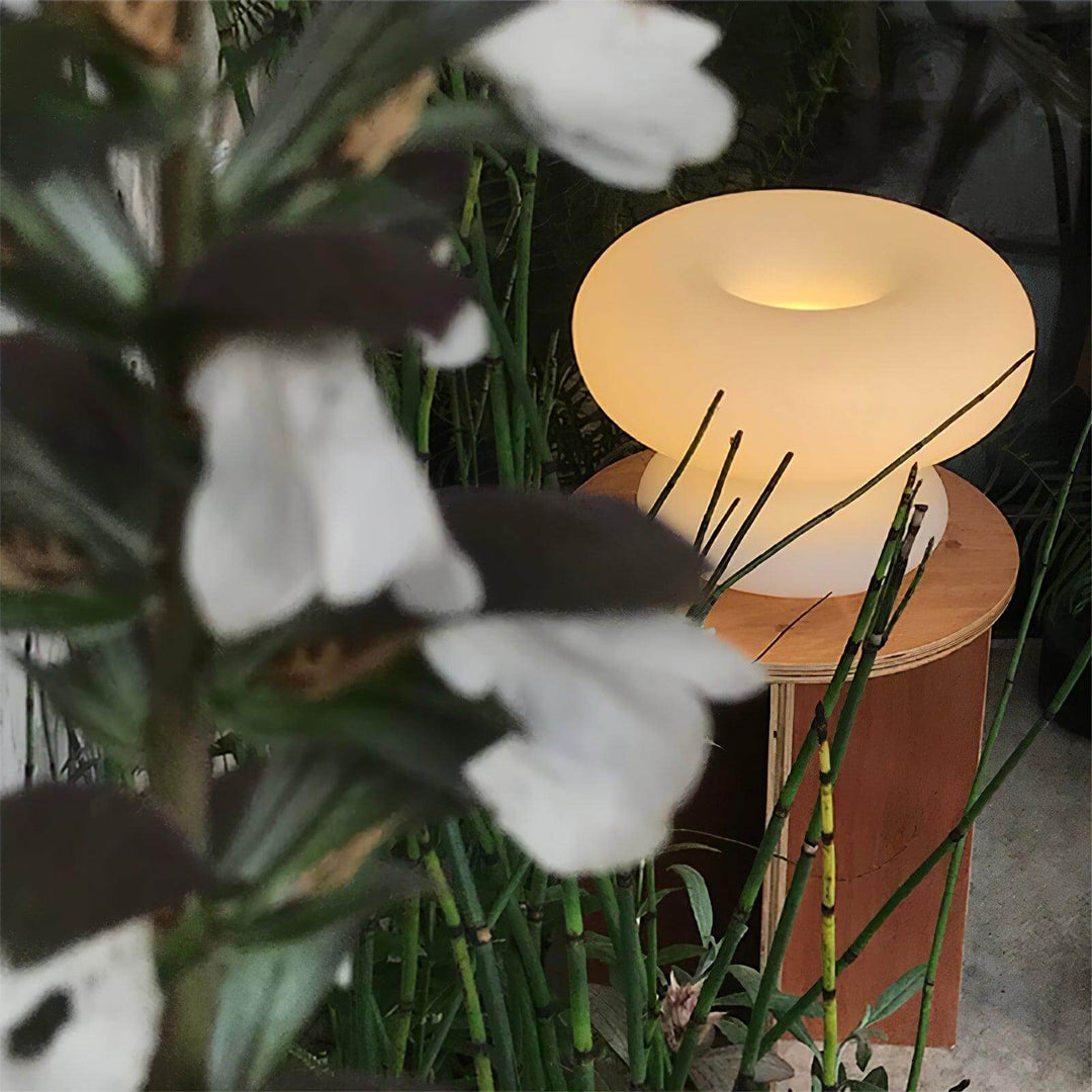 Modern Round Table Lamp with Metal Accent