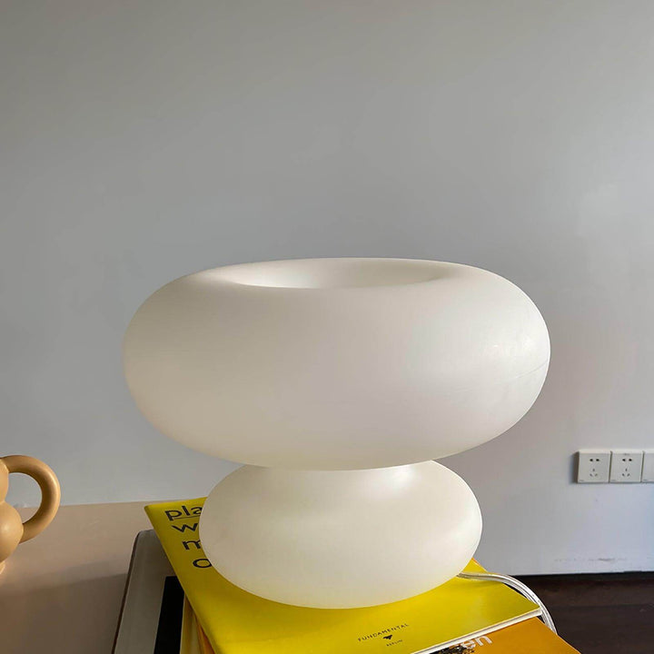 Modern Round Table Lamp with Metal Accent