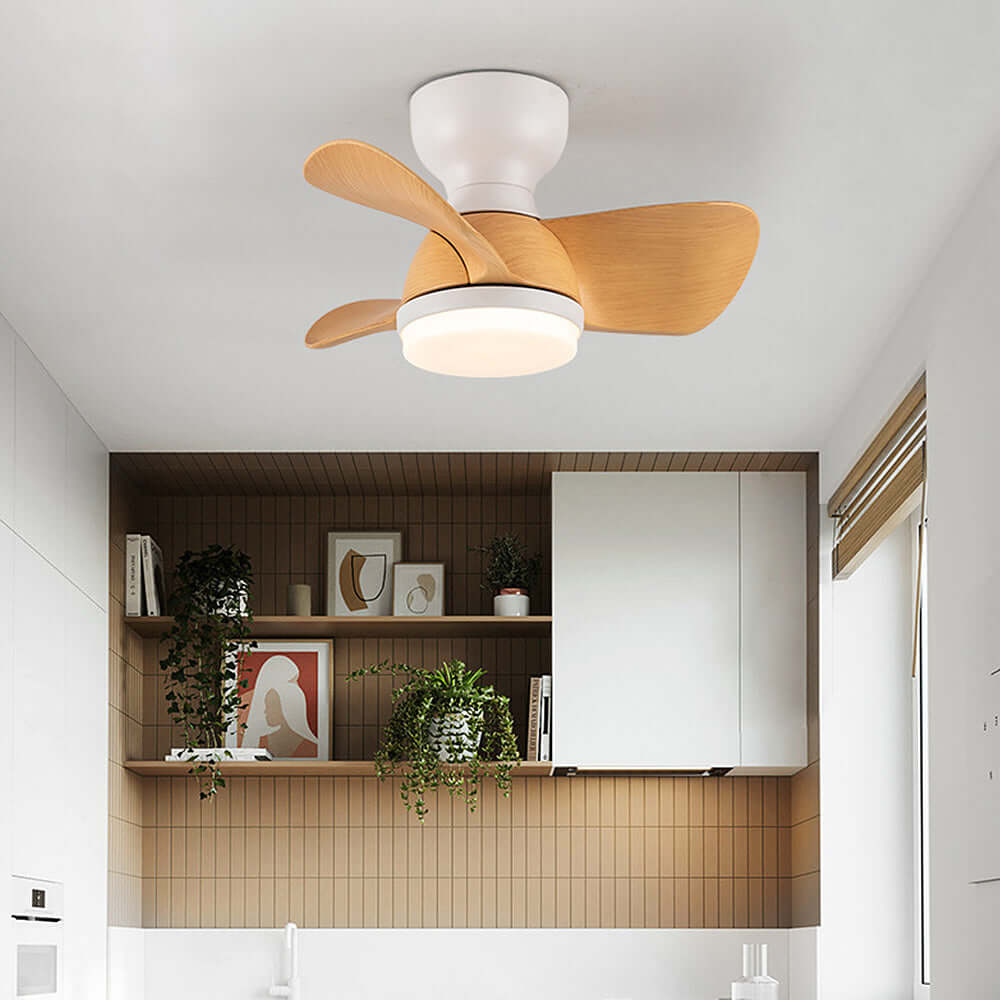 Modern Wooden Ceiling Fan with LED Light