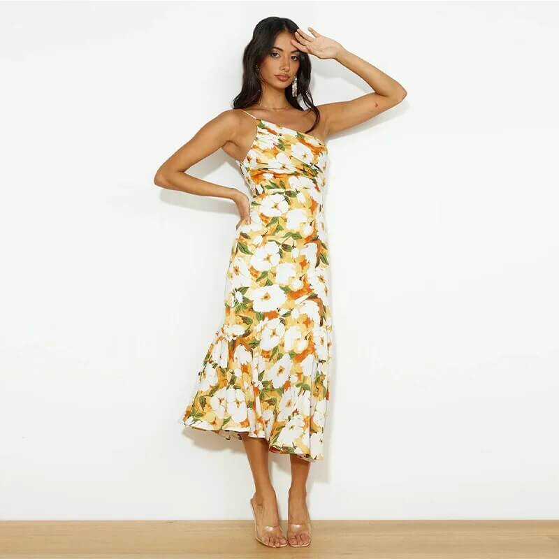 Elegant One-Shoulder Midi Dress