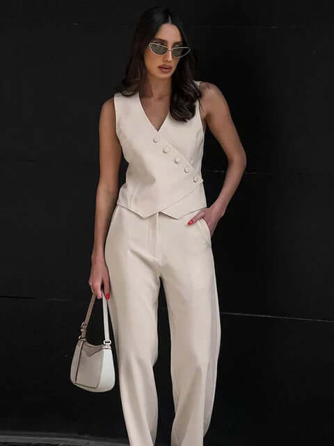 Women's Chic Sleeveless Two-Piece Suit