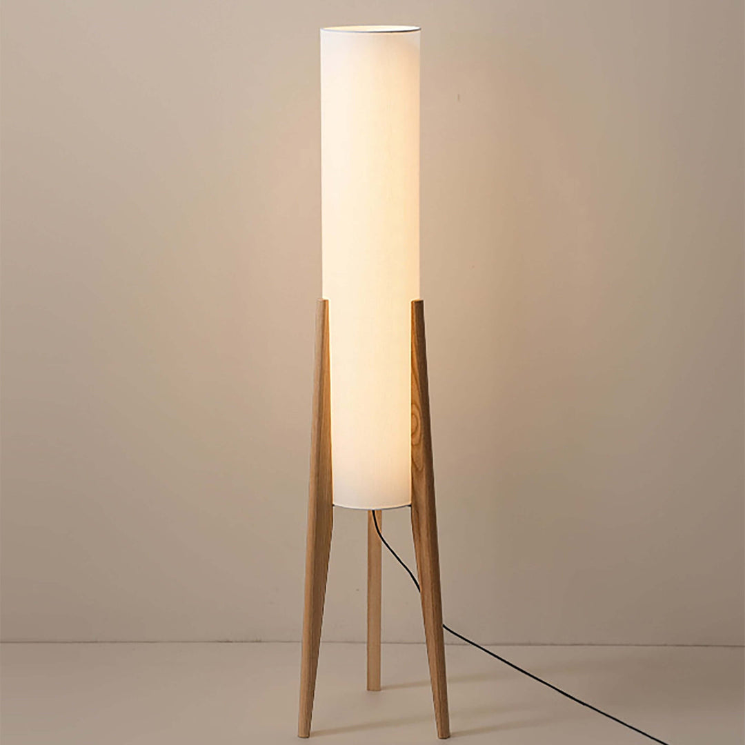 Solid Wood Floor Lamp with Fabric Shade